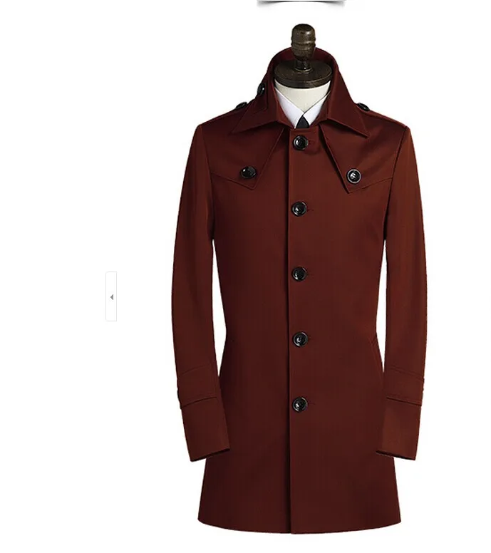 Wine red grey black khaki single breasted coats medium-long slim long trench coat men trench coat men plus size handsome S - 3XL
Wine red grey black khaki single breasted coats medium-long slim long trench coat men trench coat men plus size handsome S - 3XL