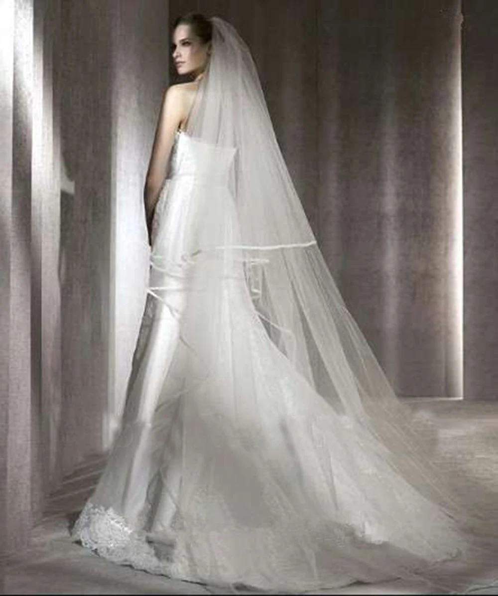 Layer 2 Chapel Length White Ivory Wedding Veils Satin edge Bridal Accessories veil
Layer 2 Chapel Length White Ivory Wedding Veils Satin edge Bridal Accessories veil