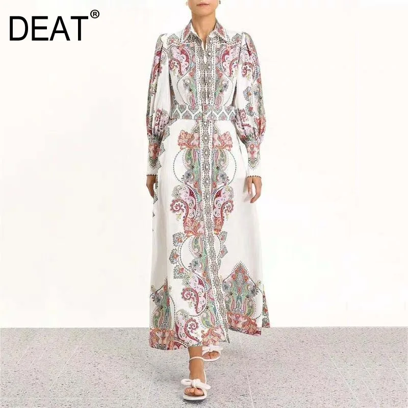 DEAT 2019 new summer fashion women clothes turn-down collar lantern sleeves printed high waist belts printed dress WG88909L
DEAT 2019 new summer fashion women clothes turn-down collar lantern sleeves printed high waist belts printed dress WG88909L