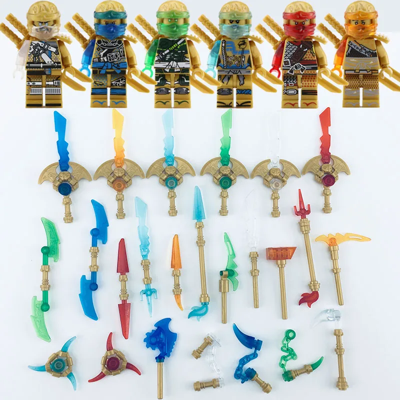 HOT 6pcs/lot Golden color Nya Lloyd Jay Zane Kai Ninja Figures blocks ninja Weapons Accessories Building Blocks Toy for Children
HOT 6pcs/lot Golden color Nya Lloyd Jay Zane Kai Ninja Figures blocks ninja Weapons Accessories Building Blocks Toy for Children