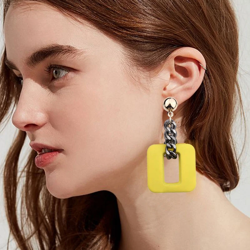 Brief Style Simple Yellow Geometric Square Pendant Earrings Chain Small Round Circle Nail Dangle Earrings Fashion Jewelry EH146
Brief Style Simple Yellow Geometric Square Pendant Earrings Chain Small Round Circle Nail Dangle Earrings Fashion Jewelry EH146