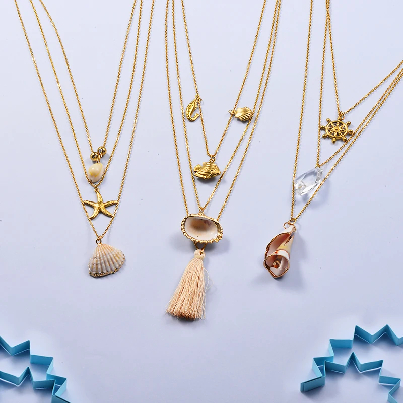 Baoyan Bohemian Seashell Necklaces Gold Plating Stainless Steel Chain Necklaces Multi Layered Starfish Shell Necklaces For Women
Baoyan Bohemian Seashell Necklaces Gold Plating Stainless Steel Chain Necklaces Multi Layered Starfish Shell Necklaces For Women