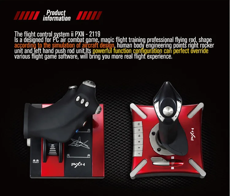 Gaming Flight Simulation Game Flight Stick Controller Real Dual Vibration Flight Joystick For PC Flight Game Control PXN 2119II
Gaming Flight Simulation Game Flight Stick Controller Real Dual Vibration Flight Joystick For PC Flight Game Control PXN 2119II