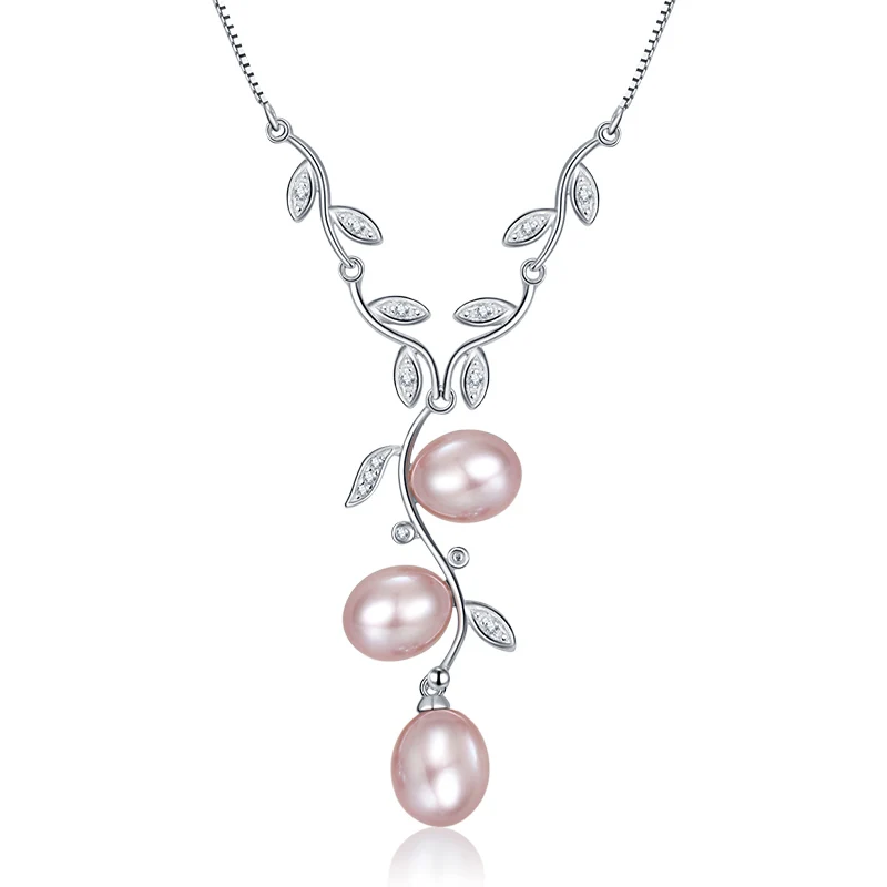 xl1022 white Pink purple natural freshwater pearls necklace (2)