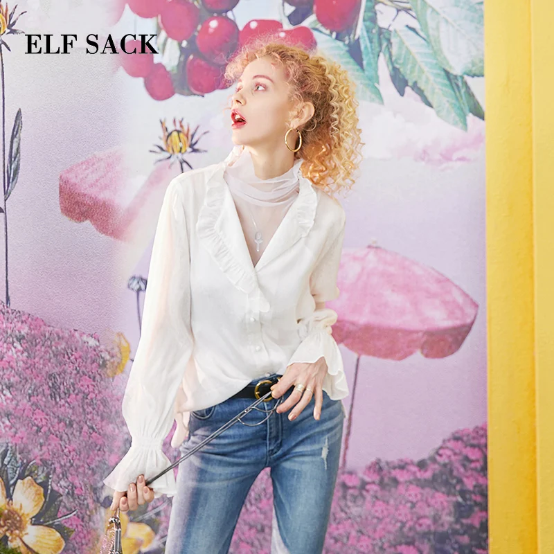 ELF SACK 2019 Summer Oversized Woman V Neck Shirts Flare Sleeve Chiffon Thin Ladies Blouse Streetwear Casual Solid Femme Tops
ELF SACK 2019 Summer Oversized Woman V Neck Shirts Flare Sleeve Chiffon Thin Ladies Blouse Streetwear Casual Solid Femme Tops