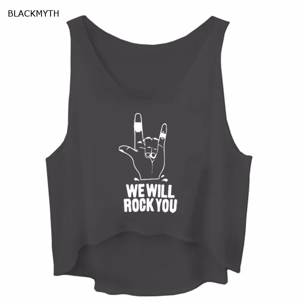 BLACKMYTH Summer Casual Crop WE WILL ROCK YOU Letters Print Black Grey White Casual Women's Fitness Shirts Sleeveless Tank Tops
BLACKMYTH Summer Casual Crop WE WILL ROCK YOU Letters Print Black Grey White Casual Women's Fitness Shirts Sleeveless Tank Tops
