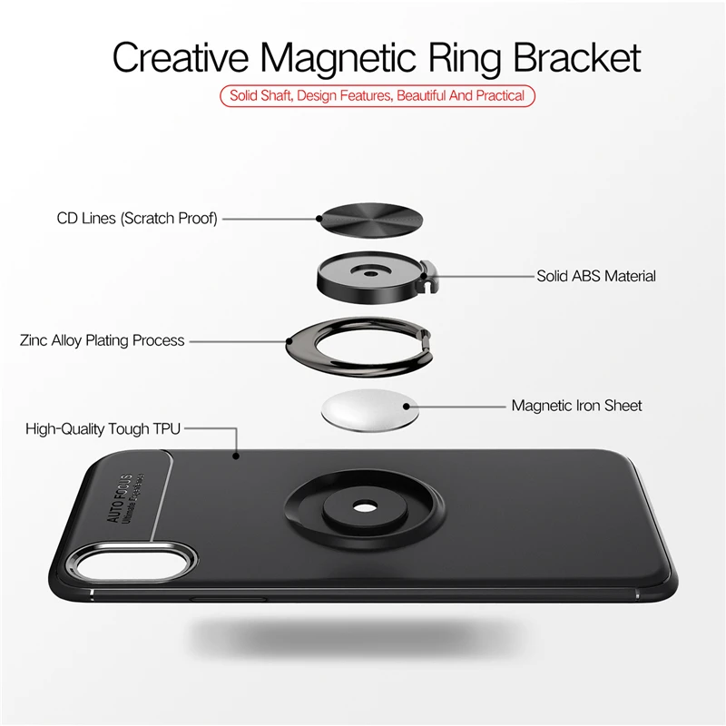 Car Holder Stand Magnetic Bracket Finger Ring TPU Phone Back Case For iPhone X 8 7 6 6S Plus SE 5S 5 Magnetic Ring Stand Cover (12)