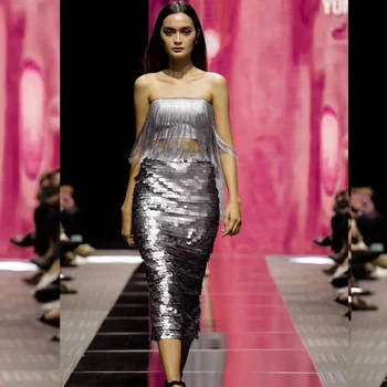 Fashion Two 2 pieces Set Women 2019 Strapless Mesh Sequins Dress Long Tassel Mulyicolor Patchwork Backless Celebrity Vestido
Fashion Two 2 pieces Set Women 2019 Strapless Mesh Sequins Dress Long Tassel Mulyicolor Patchwork Backless Celebrity Vestido