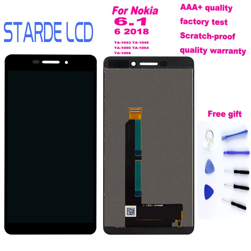 Starde Lcd For Nokia 6.1 6 2018 TA-1043 TA-1045 TA-1050 TA-1054 TA-1068 LCD Display Touch Screen Assembly Replacement +Tools
Starde Lcd For Nokia 6.1 6 2018 TA-1043 TA-1045 TA-1050 TA-1054 TA-1068 LCD Display Touch Screen Assembly Replacement +Tools