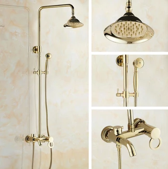 Luxury Polished Gold Color Brass Single Circle Handle Bathroom Round Rainfall Shower Faucet Set Bath Tub Mixer Tap mgf407
Luxury Polished Gold Color Brass Single Circle Handle Bathroom Round Rainfall Shower Faucet Set Bath Tub Mixer Tap mgf407