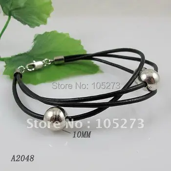 Wholesale AA 10MM White silver beads black rope 3rows Leather bracelet 8inch 10pcs/lot HOT SALE free shipping A2048
Wholesale AA 10MM White silver beads black rope 3rows Leather bracelet 8inch 10pcs/lot HOT SALE free shipping A2048