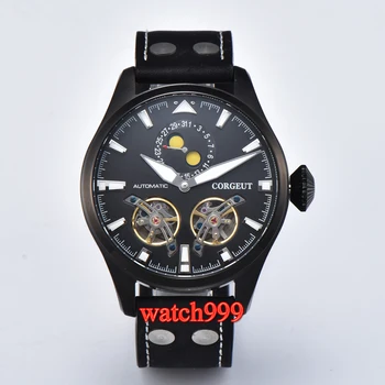 47mm Corgeut Pvd Case Date Luminous flywheel Automatic Mechanical mens Watch Automatic movement Genuine Leather Strap
47mm Corgeut Pvd Case Date Luminous flywheel Automatic Mechanical mens Watch Automatic movement Genuine Leather Strap