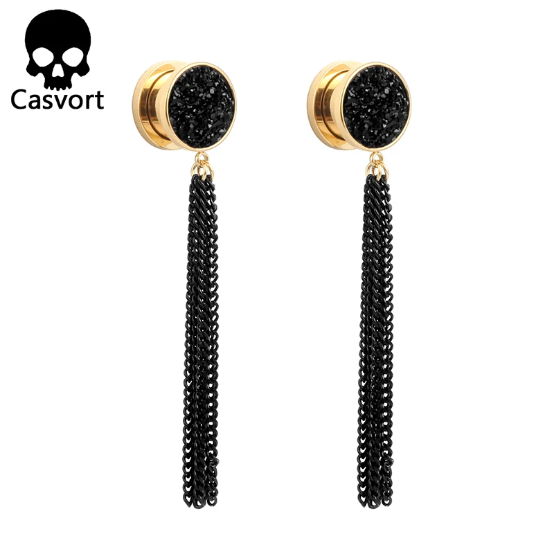 Casvort piercing stainless steel chain tassel dangle resin ear plugs and tunnels body jewelry ear gauges pair selling expander
Casvort piercing stainless steel chain tassel dangle resin ear plugs and tunnels body jewelry ear gauges pair selling expander