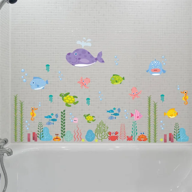 

% Underwater Seabed Fish Bubble Starfish Star NEMO Wall Sticker Cartoon Wall Decals Bathroom Decor Nursery Kids Room Poster Mura