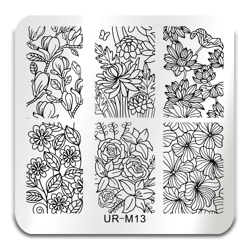UR SUGAR Rose Lotus Flower Leaves Nail Art Print Stencil Square Stamping Polish Template Manicure Design DIY Plate M13
UR SUGAR Rose Lotus Flower Leaves Nail Art Print Stencil Square Stamping Polish Template Manicure Design DIY Plate M13