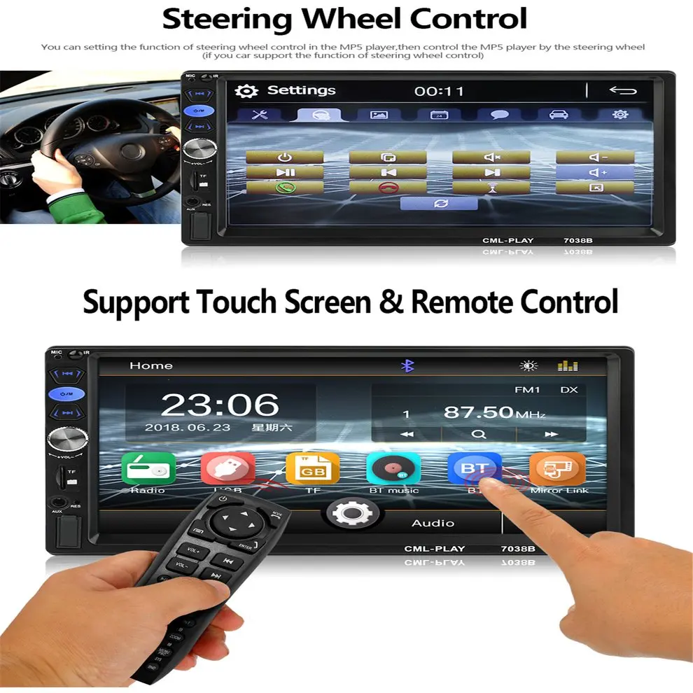 7038 Universele 2 din Auto Multimedia Speler Autoradio 2din Stereo 7 "Touch Screen Video MP5 Speler Auto Radio Four-lamp camera
7038 Universele 2 din Auto Multimedia Speler Autoradio 2din Stereo 7 "Touch Screen Video MP5 Speler Auto Radio Four-lamp camera