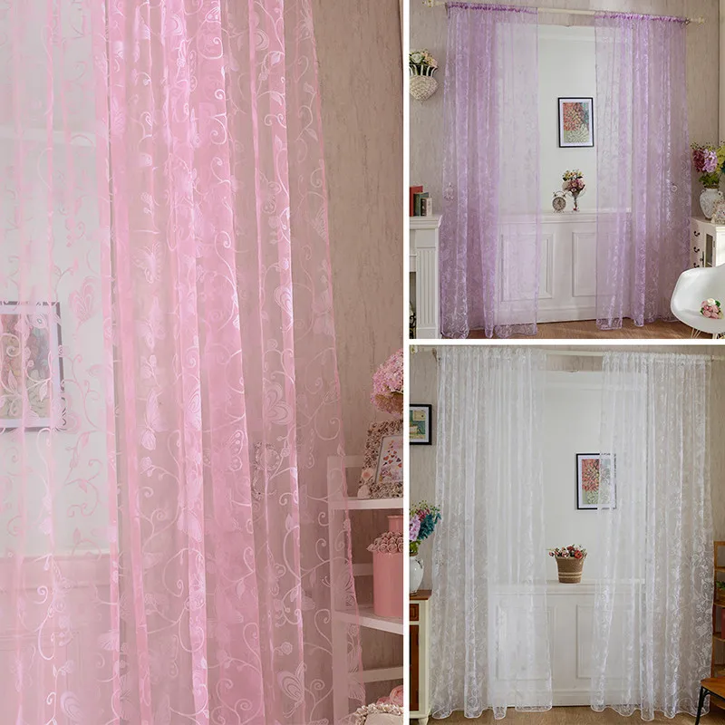 Home Door Drape Panel Scarf Sheer Voile Butterfly Flocked Yarn Window Curtain Decal Pink Curtain
Home Door Drape Panel Scarf Sheer Voile Butterfly Flocked Yarn Window Curtain Decal Pink Curtain