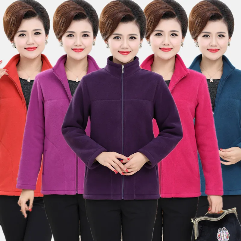 2019 New Autumn women polar fleece mother outfit stand collar female jacket middle-aged thick large size casual Loose coat ZX281
2019 New Autumn women polar fleece mother outfit stand collar female jacket middle-aged thick large size casual Loose coat ZX281