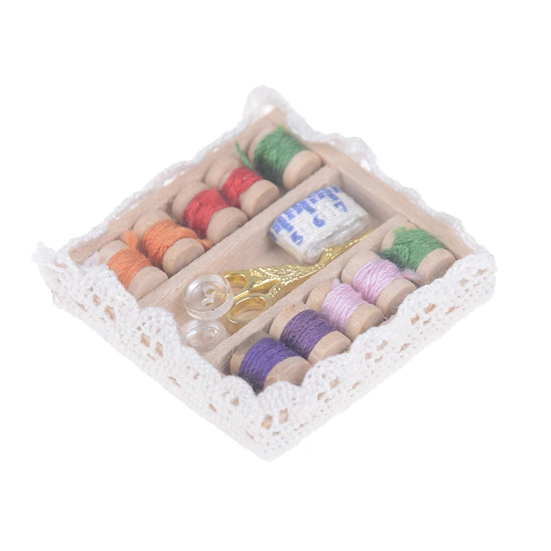 New 1:12 Miniature Dollhouse Wood Box Sewing Kit Needle Tape Scissor Multifunction Threads Sewing Tools
New 1:12 Miniature Dollhouse Wood Box Sewing Kit Needle Tape Scissor Multifunction Threads Sewing Tools