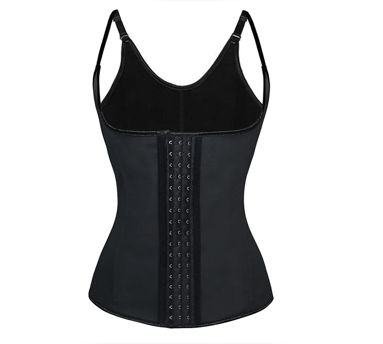 

Women Latex Waist Trainer Corset Vest 9 Steel Boned Underbust Bustier Corselet Sexy Slimming Belt Waist Cincher Body Shapewear