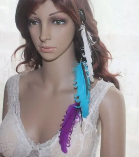 4 Piece 96A2 6Natural Peacock Feather Hair Extension Clip Jewelry Lhf140722| |