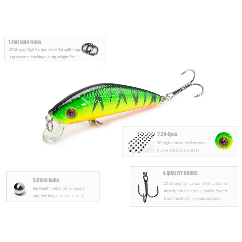 1 Pcs Fishing Lure Minnow 7cm 8g Crankbait Hard Bait Tight Wobble Slow sinking Jerkbait Pesca Fishing Tackle Accessories 3 1 Pcs Fishing Lure Minnow 7cm 8g Crankbait Hard Bait Tight Wobble Slow sinking Jerkbait Pesca Fishing Tackle Accessories 9