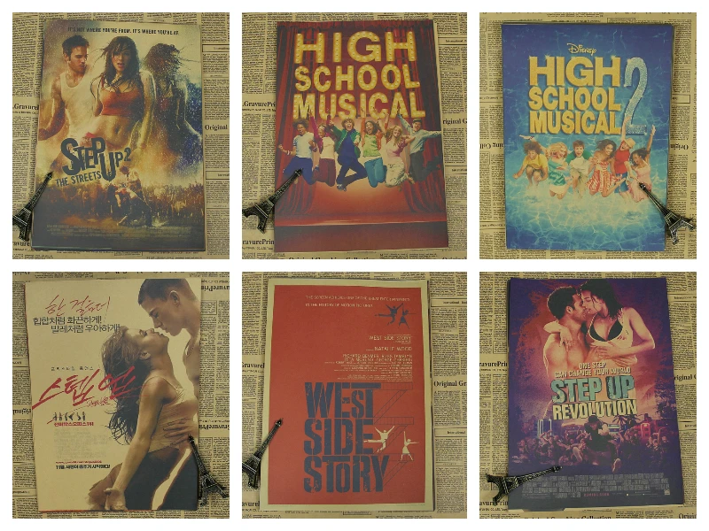 Dance theme movie poster painting / High School Musical/Step Up/West Side Story/wall sticker/ Kraft Poster
Dance theme movie poster painting / High School Musical/Step Up/West Side Story/wall sticker/ Kraft Poster