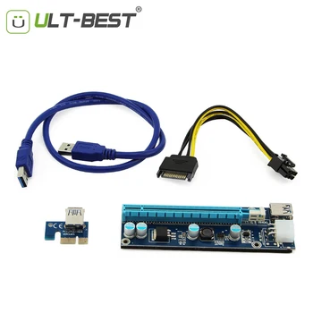 ULT-Best PCI-E Riser PCI E Express 1X to 16X Riser Card USB 3.0 Cable to SATA 6Pin Cables for BTC Bitcoin Mining Antminer Miner 
ULT-Best PCI-E Riser PCI E Express 1X to 16X Riser Card USB 3.0 Cable to SATA 6Pin Cables for BTC Bitcoin Mining Antminer Miner