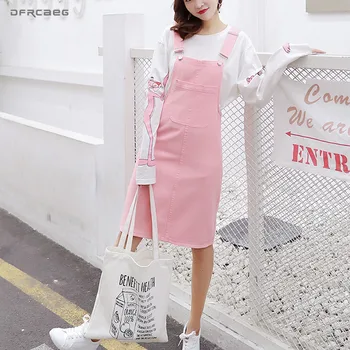 Mid-Long Summer Suspender Skirt Jeans Women 2019 Summer Casual Streetwear Strap Denim Skirts Overalls With Pockets Pink White
Mid-Long Summer Suspender Skirt Jeans Women 2019 Summer Casual Streetwear Strap Denim Skirts Overalls With Pockets Pink White