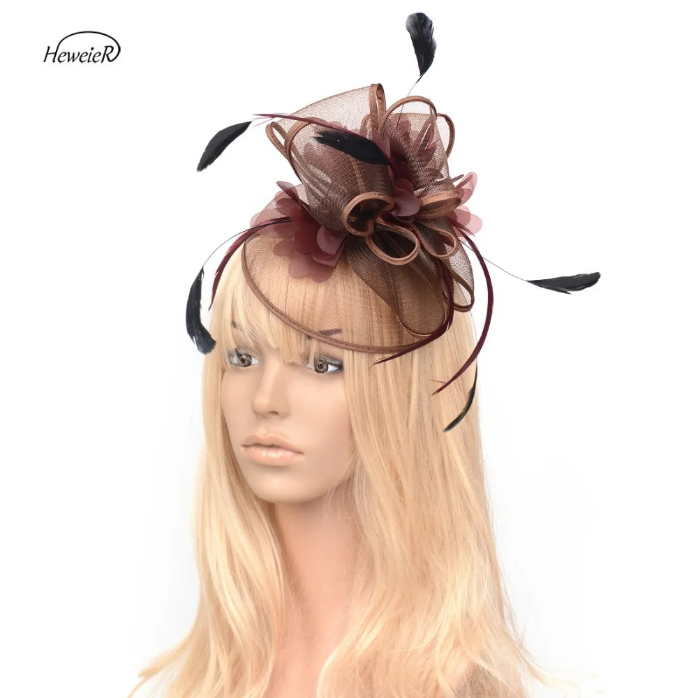 Brown Ladies Accessories Women Feather Mesh Fascinator Hats Ascot Cocktail Party Hair Clip Headdress Headband Hoop Headwear
Brown Ladies Accessories Women Feather Mesh Fascinator Hats Ascot Cocktail Party Hair Clip Headdress Headband Hoop Headwear