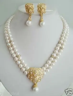Free Shipping>>new hot Beautiful 2 Rows 8-10mm White Shell Pearl Necklace Earrings Jewelry Set
Free Shipping>>new hot Beautiful 2 Rows 8-10mm White Shell Pearl Necklace Earrings Jewelry Set