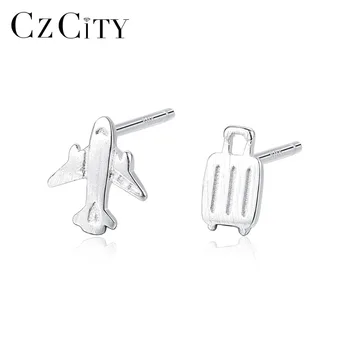 CZCITY Fashion Mini Plane & Trunk Design Stud Earrings for Women Brushed Simple Silver 925 Earrings Brand Fine Jewelry Trip Gift
CZCITY Fashion Mini Plane & Trunk Design Stud Earrings for Women Brushed Simple Silver 925 Earrings Brand Fine Jewelry Trip Gift