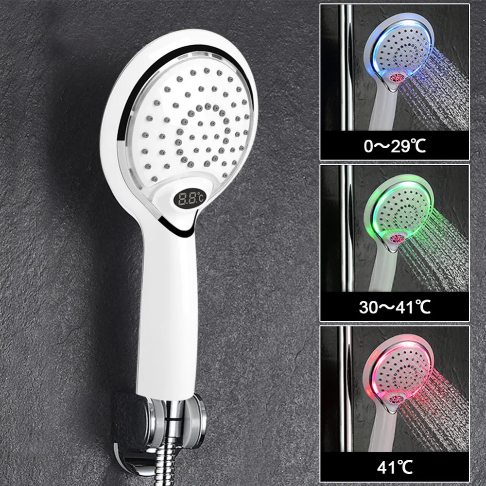 LED Shower Spray Head Headheld Shower Spray Head Digital Temperature Sensor 3 Colors Change Water Powered New
LED Shower Spray Head Headheld Shower Spray Head Digital Temperature Sensor 3 Colors Change Water Powered New