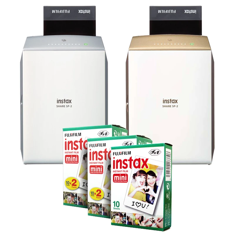 Fujifilm Instax Share SP-2 принтер для смартфонов Золотое серебро + Fuji мини белая простая 50