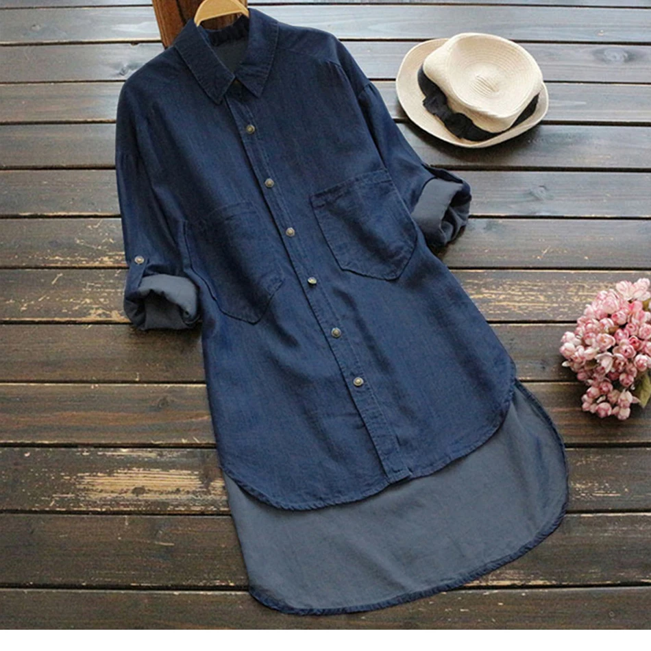 4XL 5XL Big Size Denim Shirt Women Irregular Hem Length Pockets Buttons Long Sleeve Women's Tops Autumn Stone Wash Jean Blouse
4XL 5XL Big Size Denim Shirt Women Irregular Hem Length Pockets Buttons Long Sleeve Women's Tops Autumn Stone Wash Jean Blouse