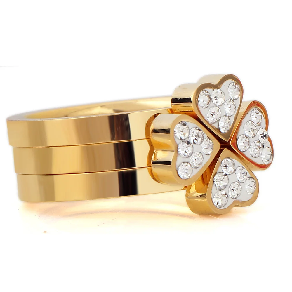 316L Stainless Steel Wedding Rings Jewelry Unique 3in1 Heart Rings For Women Surgical Steel Nickle Free CZ Crystal Clover rings
316L Stainless Steel Wedding Rings Jewelry Unique 3in1 Heart Rings For Women Surgical Steel Nickle Free CZ Crystal Clover rings