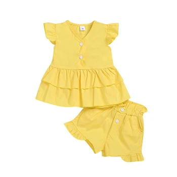 2019 Summer Children Baby Girls Clothes Sets Kids Baby Girl Outfits 2Pcs Fly-Sleeve V Tops+yellow Pleated Shorts Pants 0-24M
2019 Summer Children Baby Girls Clothes Sets Kids Baby Girl Outfits 2Pcs Fly-Sleeve V Tops+yellow Pleated Shorts Pants 0-24M