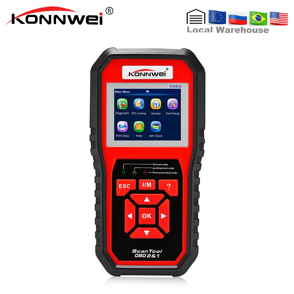 

KONNWEI KW850 Code Reader Diagnostic Tool OBD2 Auto Scanner Battery voltage test Free update KW 850 OBDII EOBD Car Fault Engine