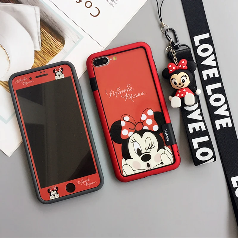 Case for iPhone 7/8 plus 6 6s cartoon Minnie bumper cover & tempered glass front and back film for 7/8 + strap + kickstand toy
Case for iPhone 7/8 plus 6 6s cartoon Minnie bumper cover & tempered glass front and back film for 7/8 + strap + kickstand toy