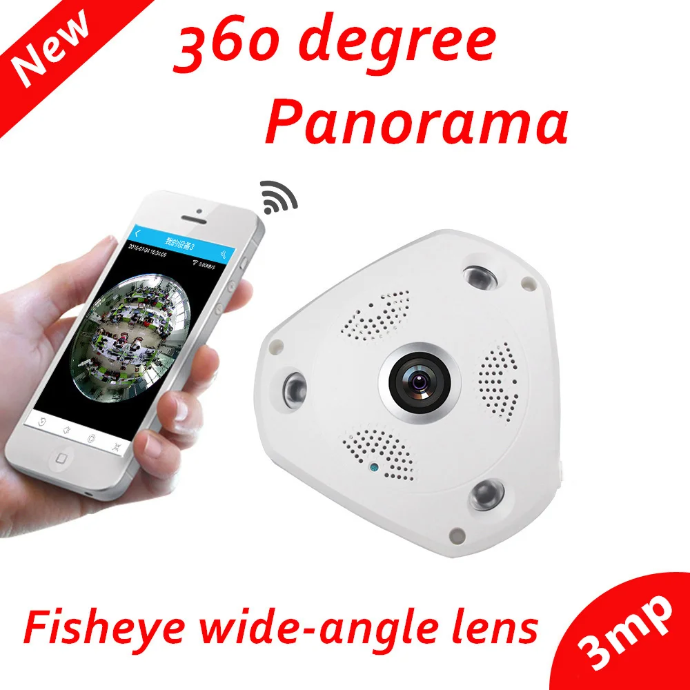 FishEye VRCAM 3MP 1080P 360 Degree Panoramic IP Camera Night Vision P2P 2-way voice Security Wireless wifi | Безопасность и защита