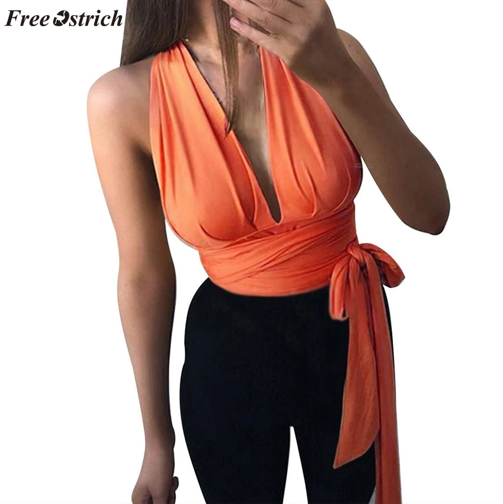 FREE OSTRICH Women's personality summer sleeveless halter collar sexy club package tied waist hanging neck backless wind T-shirt
FREE OSTRICH Women's personality summer sleeveless halter collar sexy club package tied waist hanging neck backless wind T-shirt
