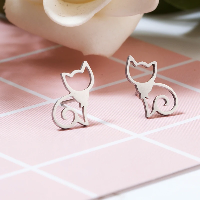2019 fashion Minimalist Jewelry Female Stainless Steel Golden Sliver colour Cats Stud Earrings Cute Mini Stud Earring For Girls
2019 fashion Minimalist Jewelry Female Stainless Steel Golden Sliver colour Cats Stud Earrings Cute Mini Stud Earring For Girls