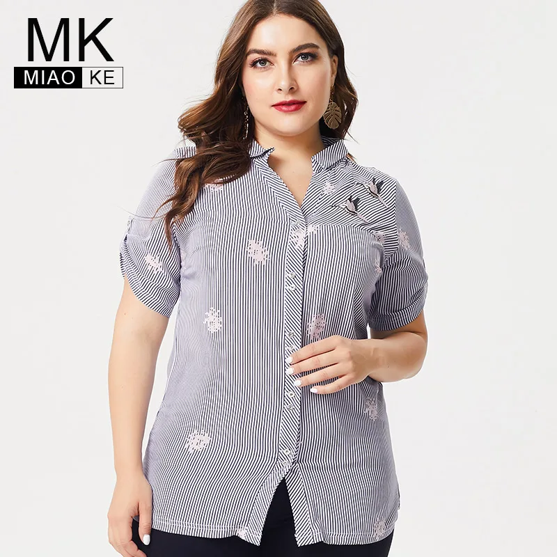 MK 2019 Summer Ladies Plus Size Chiffon stripe tops and blouses fashion womens office lady embroidery female shirts
MK 2019 Summer Ladies Plus Size Chiffon stripe tops and blouses fashion womens office lady embroidery female shirts