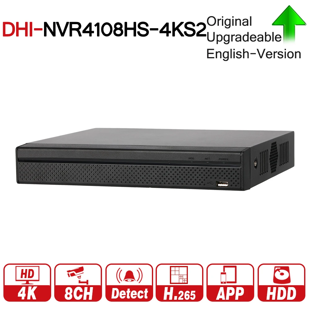 

DH NVR4108HS-4KS2 with logo original Lite NVR 8 Channel Compact 1U 4K H.265 ONVIF 80Mbps MAX 8MP Resolution For Security Kits