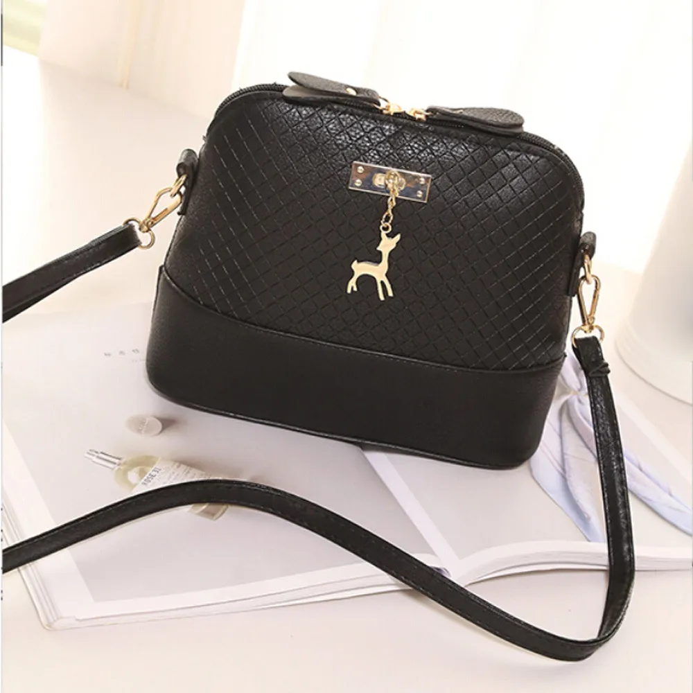 

2019 Female Bags Quality Satchel PU Leather Soft Women Shoulder Messenger Bag Quilted Shell Bag Deer Pendant Bolso de mujer #