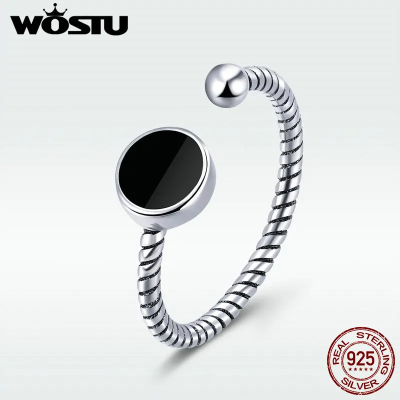 WOSTU 100% 925 Sterling Silver Round Open Rings For Women Man Cool Black Adjustable Ring Christmas Fine Jewelry brincos DZR157
WOSTU 100% 925 Sterling Silver Round Open Rings For Women Man Cool Black Adjustable Ring Christmas Fine Jewelry brincos DZR157