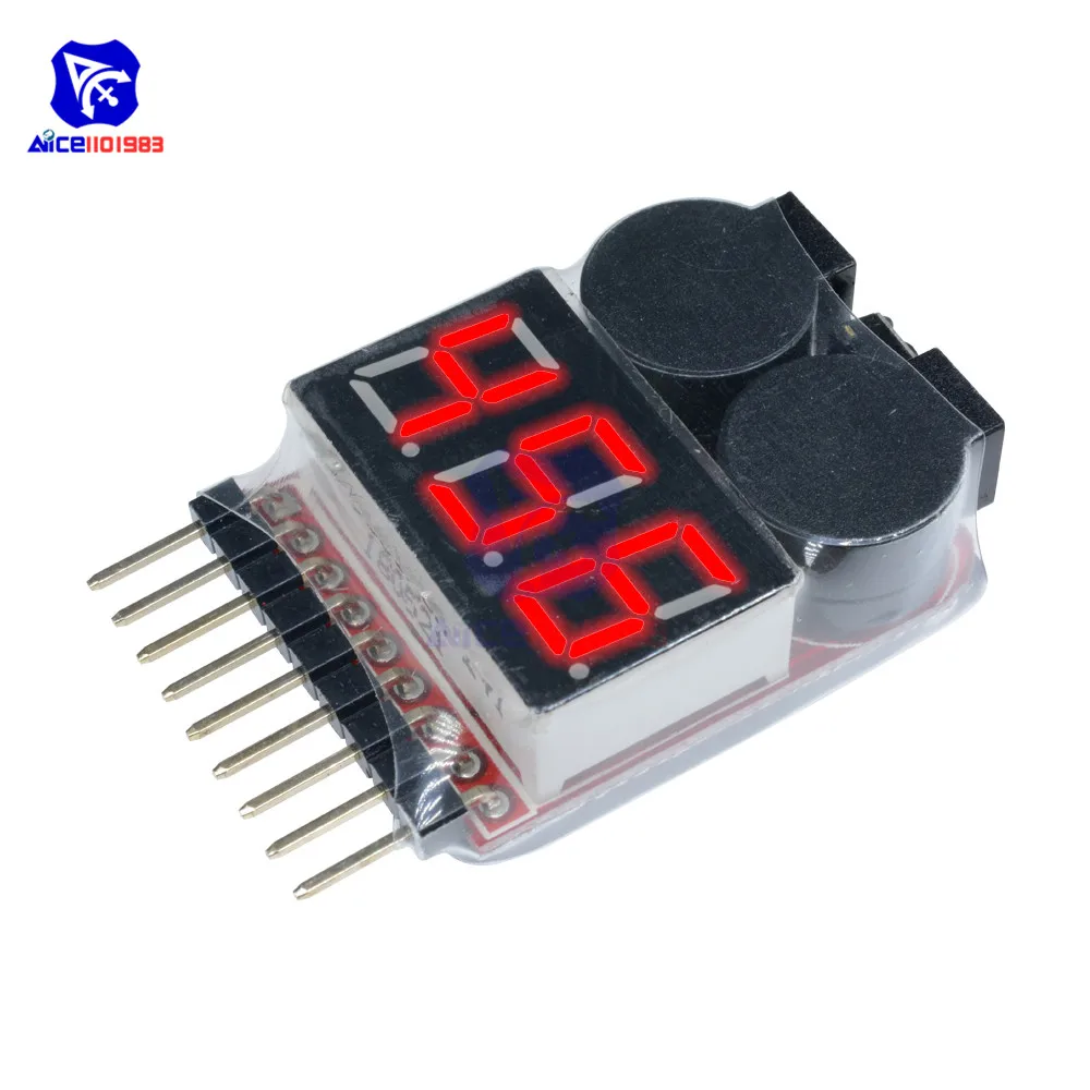 2 in 1 Li-ion RC Lipo Battery Low Voltage Alarm 1S-8S Buzzer Indicator Checker Tester LED Display Board Module
2 in 1 Li-ion RC Lipo Battery Low Voltage Alarm 1S-8S Buzzer Indicator Checker Tester LED Display Board Module