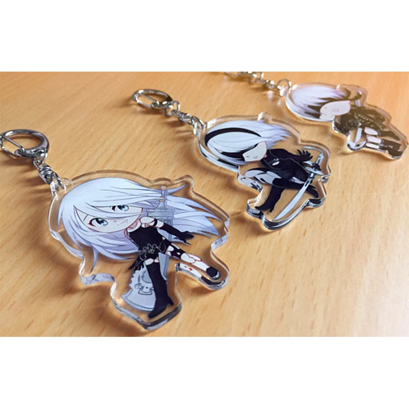 1pc custom clear keychain acrylic badge holder personalized any shape anime charms keychain tag  (7)