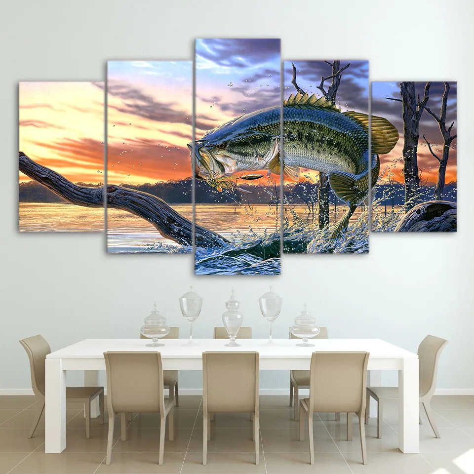 Modular Canvas Wall Art Pictures Home Decor Living Room Modern HD Prints Poster 5 Pieces Jumping Bass Fishing Painting Framework
Modular Canvas Wall Art Pictures Home Decor Living Room Modern HD Prints Poster 5 Pieces Jumping Bass Fishing Painting Framework