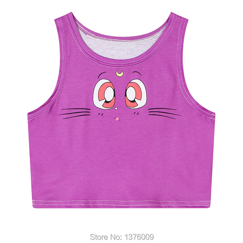 спортивный топ Harajuku Аниме Сейлор Мун Растениеводство Топы Kawaii Луна Cat Женщины